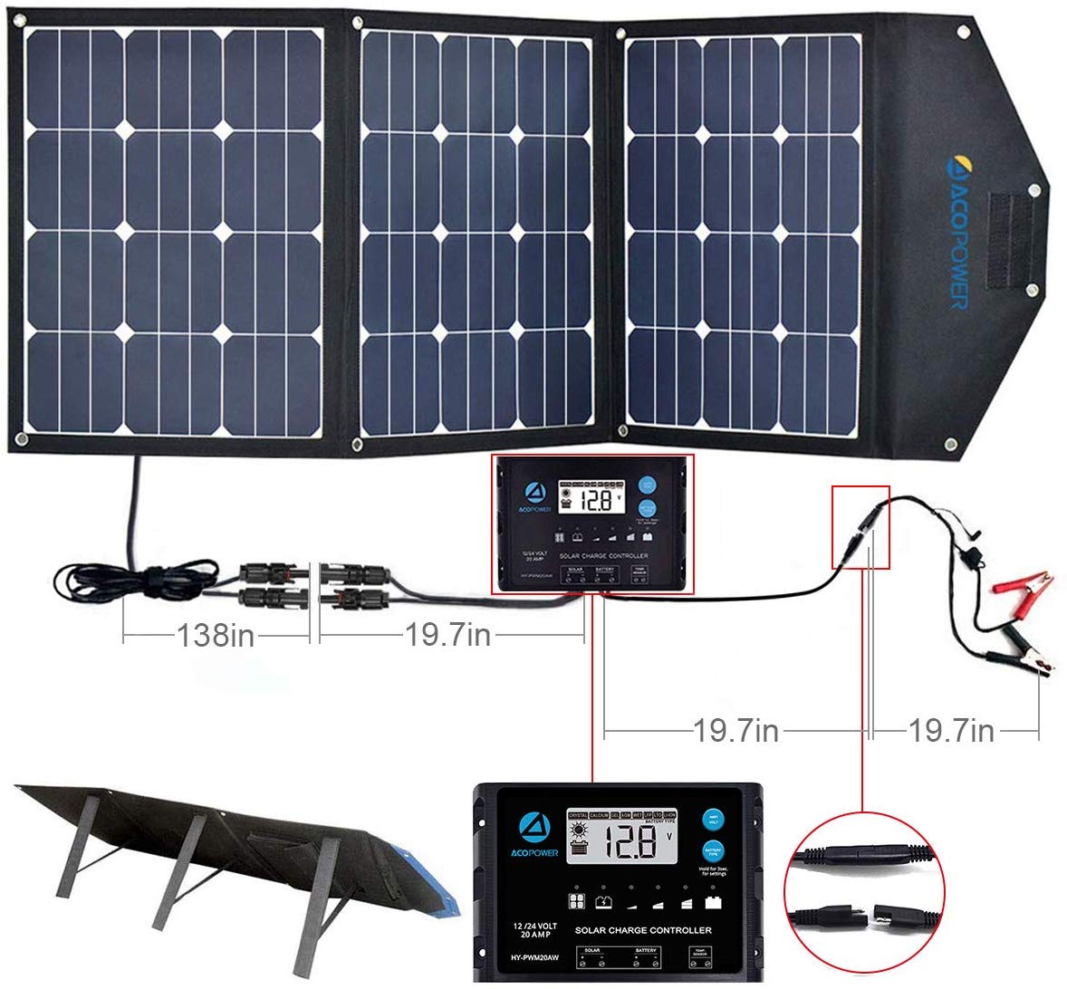 ACOPower 240W Foldable Solar Panel With ProteusX 20A Charge Controller - DropMenorca