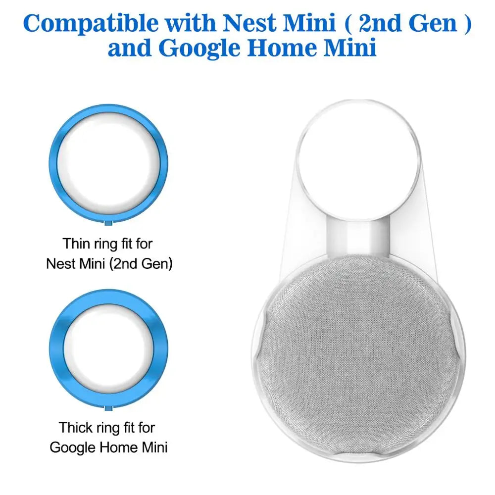 SPORTLINK for Google Home Nest Mini 2nd Gen Outlet Wall Holder Bracket Voice Assistant Speaker Mount Built-In Cable Management - DropMenorca
