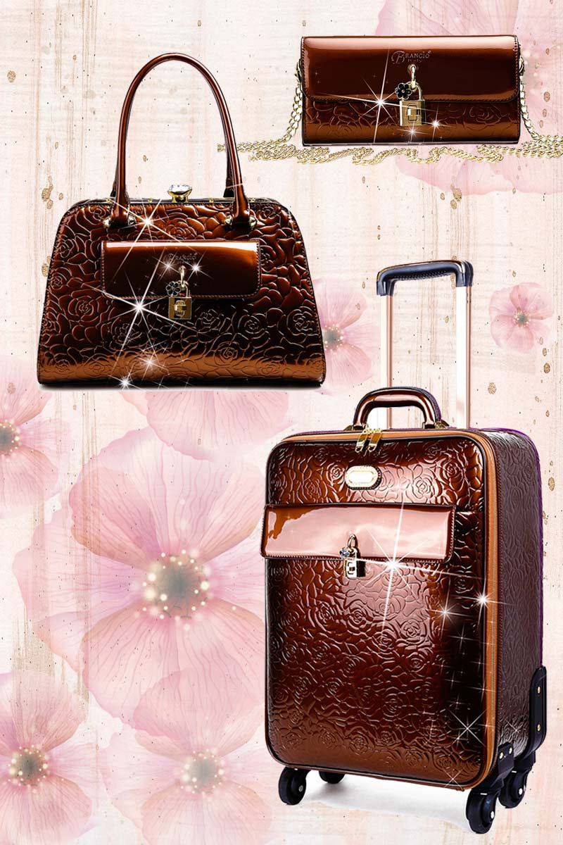 Rosy Lox Luggage 3 Pcs. Vegan Leather Suitcase Set - DropMenorca