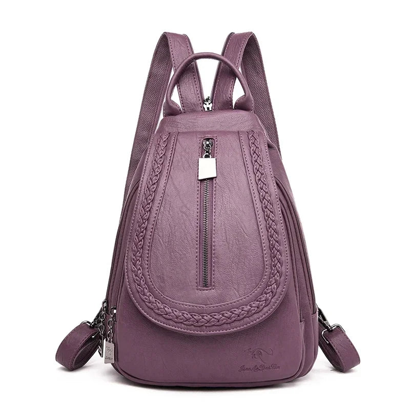 Women Leather Backpacks Zipper Female Chest Bag Sac a Dos Travel Back Pack Ladies Bagpack Mochilas School Bags for Teenage Girls - DropMenorca