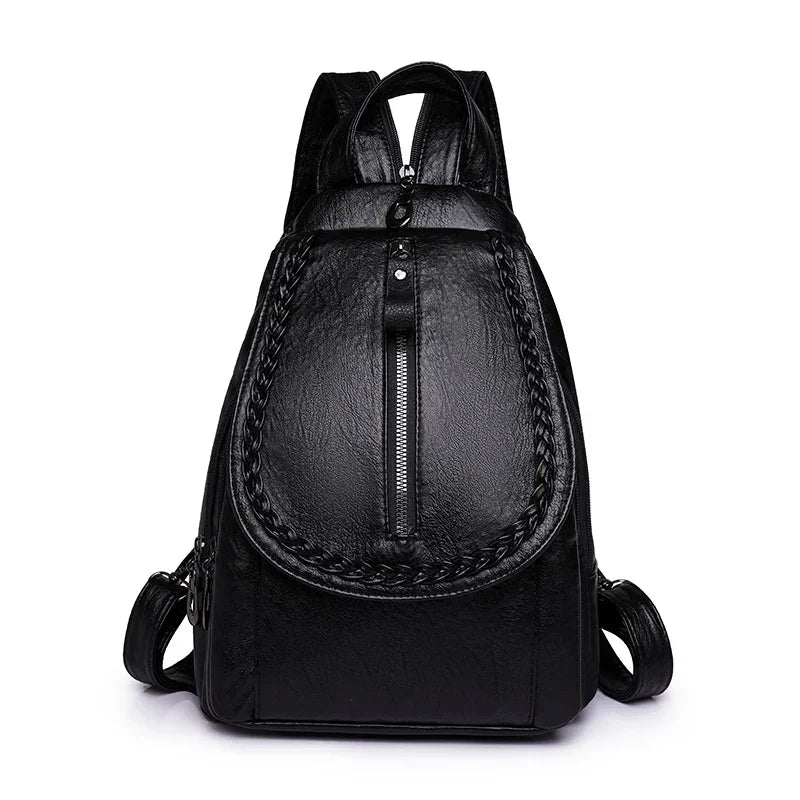 Women Leather Backpacks Zipper Female Chest Bag Sac a Dos Travel Back Pack Ladies Bagpack Mochilas School Bags for Teenage Girls - DropMenorca