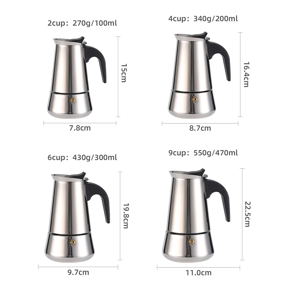 Octagonal Moka Pot Aluminum/Stainless Steel Stovetop Espressos Maker Multi-Purpose Coffee Pots for Outdoor Home Kitchen Office - DropMenorca
