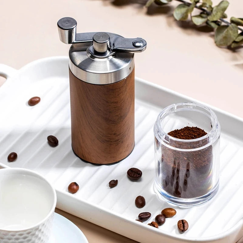 Coffee Bean Grinder Portable Wood Grain Stainless Steel Crank Hand Hand Coffee Grinder Kitchen Tool Grinder - DropMenorca
