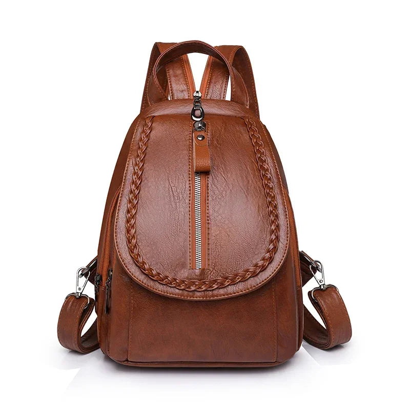 Women Leather Backpacks Zipper Female Chest Bag Sac a Dos Travel Back Pack Ladies Bagpack Mochilas School Bags for Teenage Girls - DropMenorca