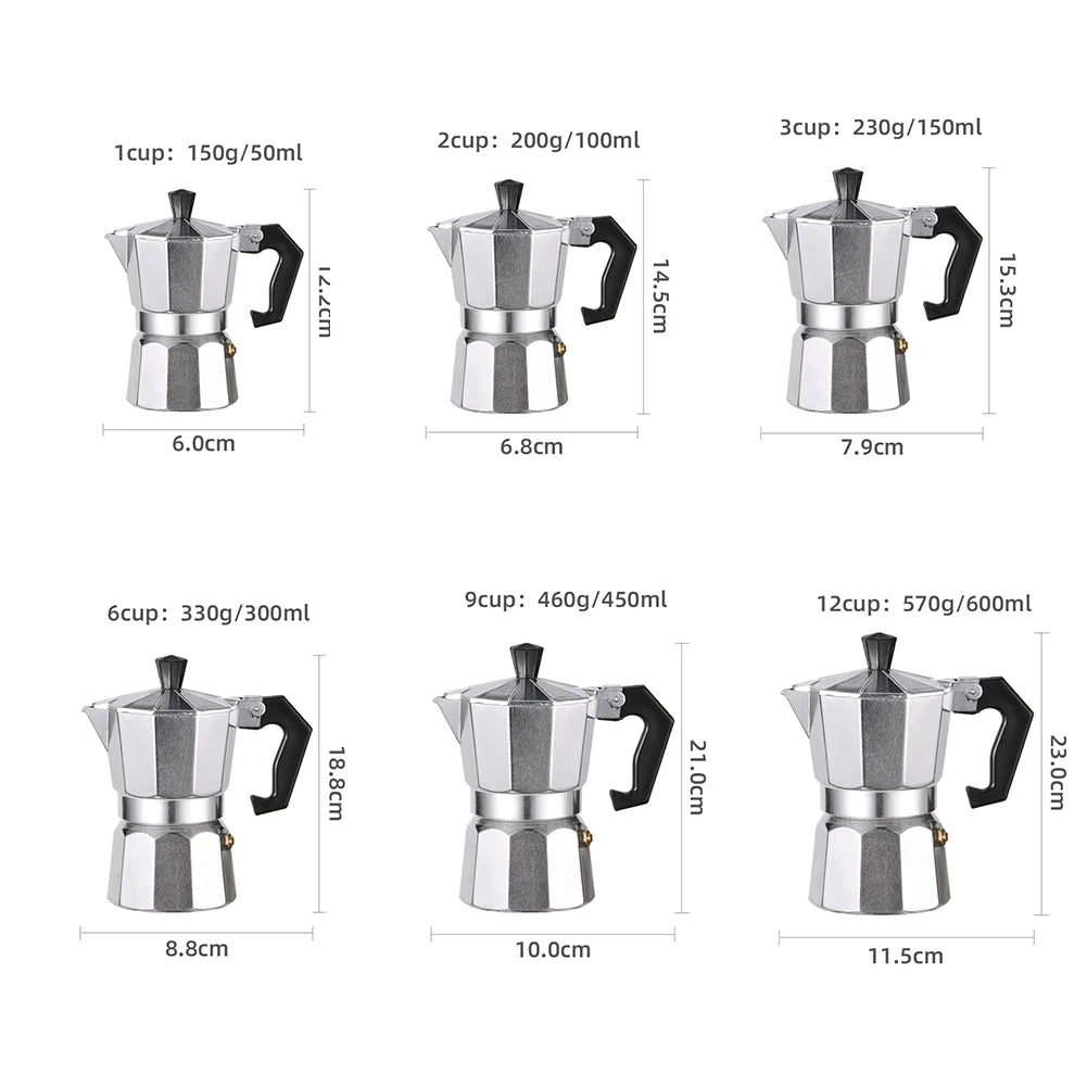 Octagonal Moka Pot Aluminum/Stainless Steel Stovetop Espressos Maker Multi-Purpose Coffee Pots for Outdoor Home Kitchen Office - DropMenorca