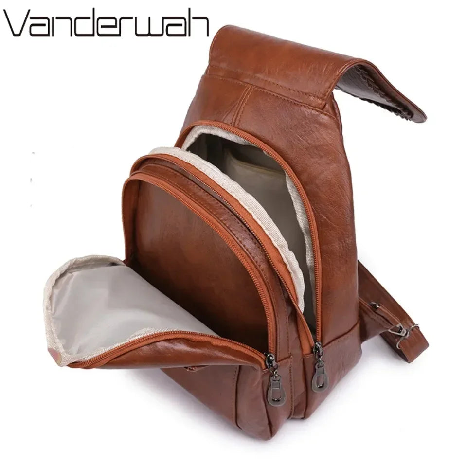 Women Leather Backpacks Zipper Female Chest Bag Sac a Dos Travel Back Pack Ladies Bagpack Mochilas School Bags for Teenage Girls - DropMenorca