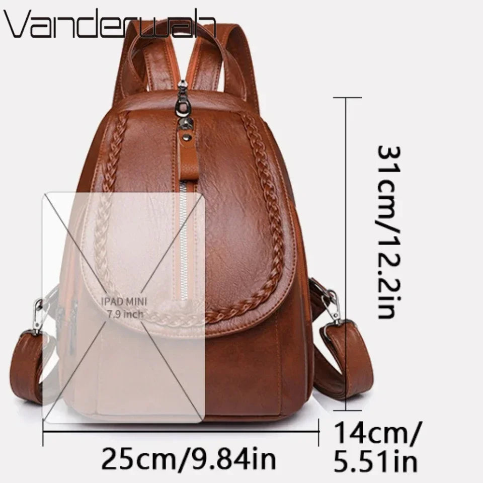 Women Leather Backpacks Zipper Female Chest Bag Sac a Dos Travel Back Pack Ladies Bagpack Mochilas School Bags for Teenage Girls - DropMenorca