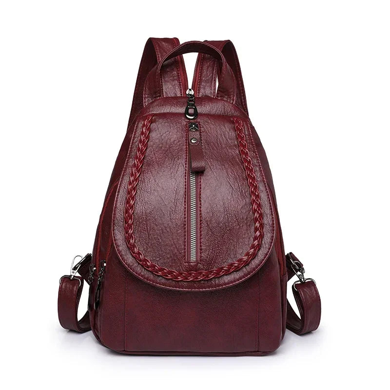 Women Leather Backpacks Zipper Female Chest Bag Sac a Dos Travel Back Pack Ladies Bagpack Mochilas School Bags for Teenage Girls - DropMenorca