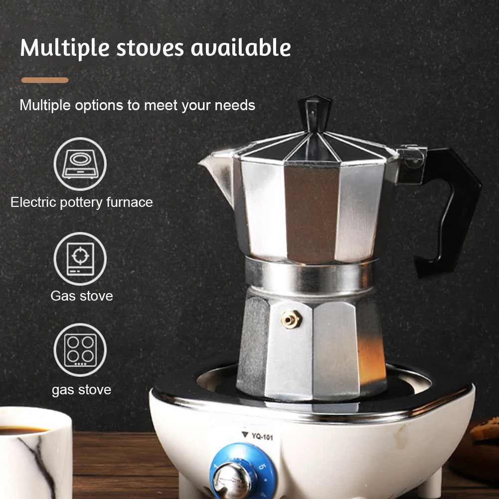 Octagonal Moka Pot Aluminum/Stainless Steel Stovetop Espressos Maker Multi-Purpose Coffee Pots for Outdoor Home Kitchen Office - DropMenorca