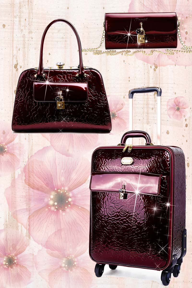 Rosy Lox Luggage 3 Pcs. Vegan Leather Suitcase Set - DropMenorca