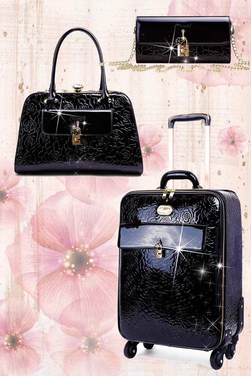 Rosy Lox Luggage 3 Pcs. Vegan Leather Suitcase Set - DropMenorca