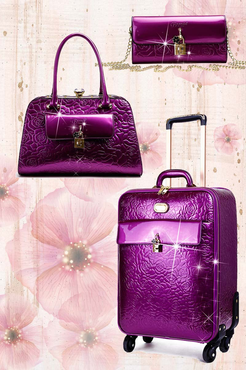 Rosy Lox Luggage 3 Pcs. Vegan Leather Suitcase Set - DropMenorca