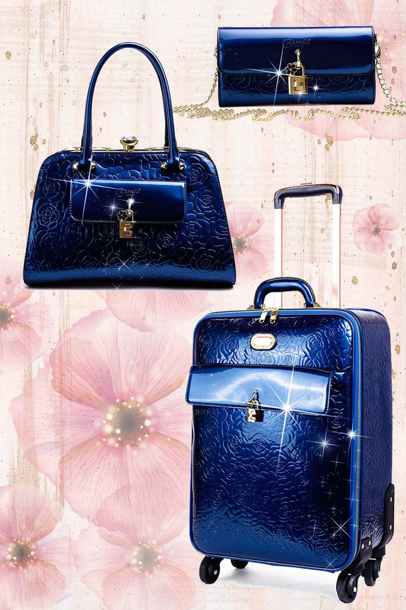 Rosy Lox Luggage 3 Pcs. Vegan Leather Suitcase Set - DropMenorca